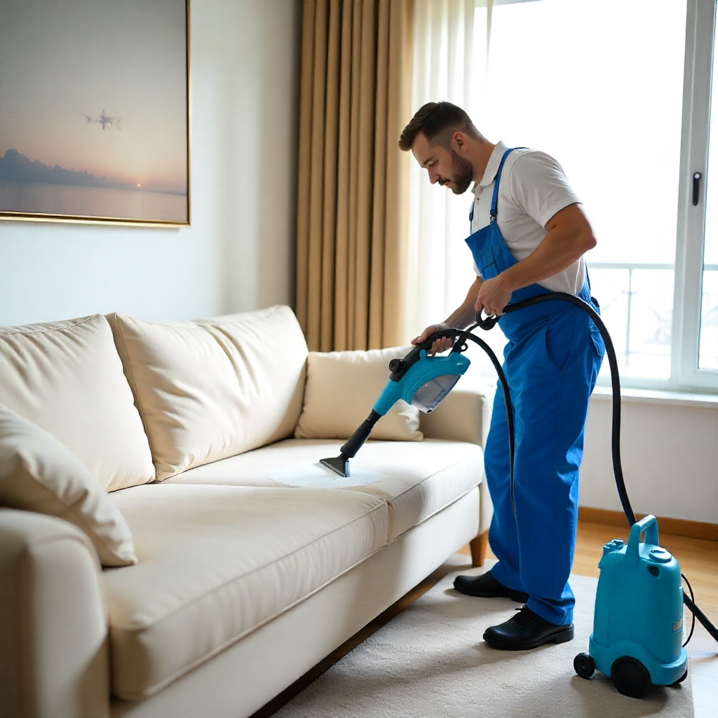 Sofa cleaning Ajman services by Plutonic. Deep clean fabric & leather sofas. Serving Dubai, Sharjah, UAE. Call +971 55 3914339 today!